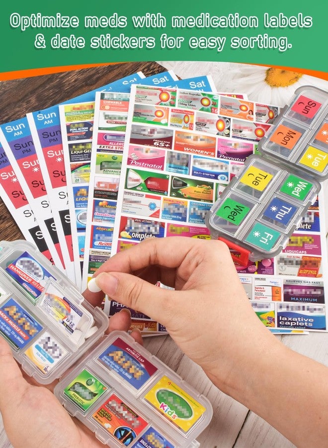 CAPHONT 630 Pcs Medicine Labels Stickers for Pill Organizers, 350 DIY Pocket Pharmacy Labels & 280 Medicine Reminder Stickers, Travel Daily Pill Container Brand Label Pill Case Label Stickers - Image 5
